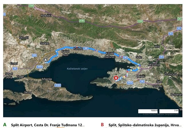 Airport Split: Private Transfer to Split - The 25 to 45 minute ride into Split