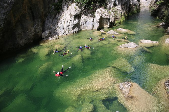 Canyoning on Cetina River Adventure from Split or Zadvarje - Getting suited up beside the river