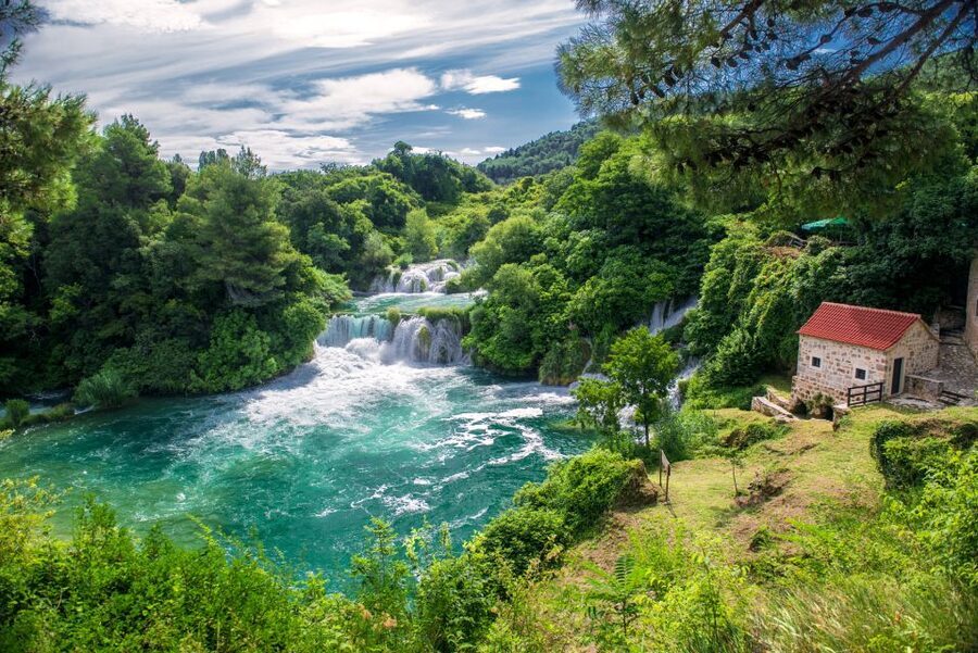 From Split: Krka Waterfalls Tour with Boat Ride & Swimming - First look at Skradinski Buk