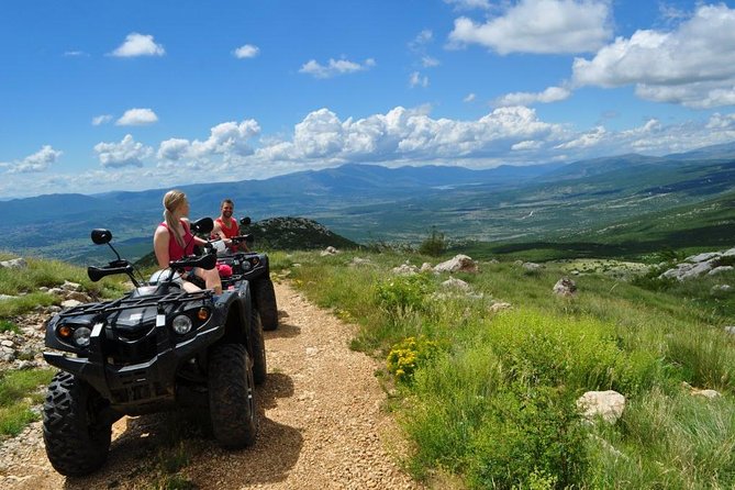 Full Day ATV Tour From Split with BBQ Lunch & River Swimming - Climbing toward the mountain views