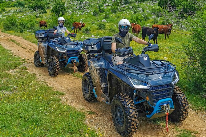 Half Day ATV Tour From Split with Picnic & River swimming - Grass, rock, mud and mountain views