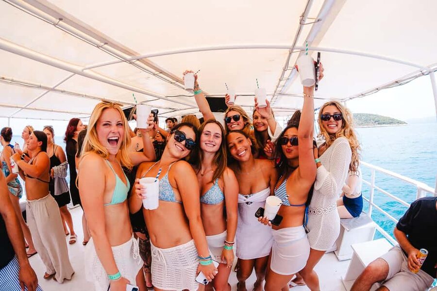 Split: Blue Lagoon Boat Party with Slide, Dj and After Party - Sunset cruising back to Split