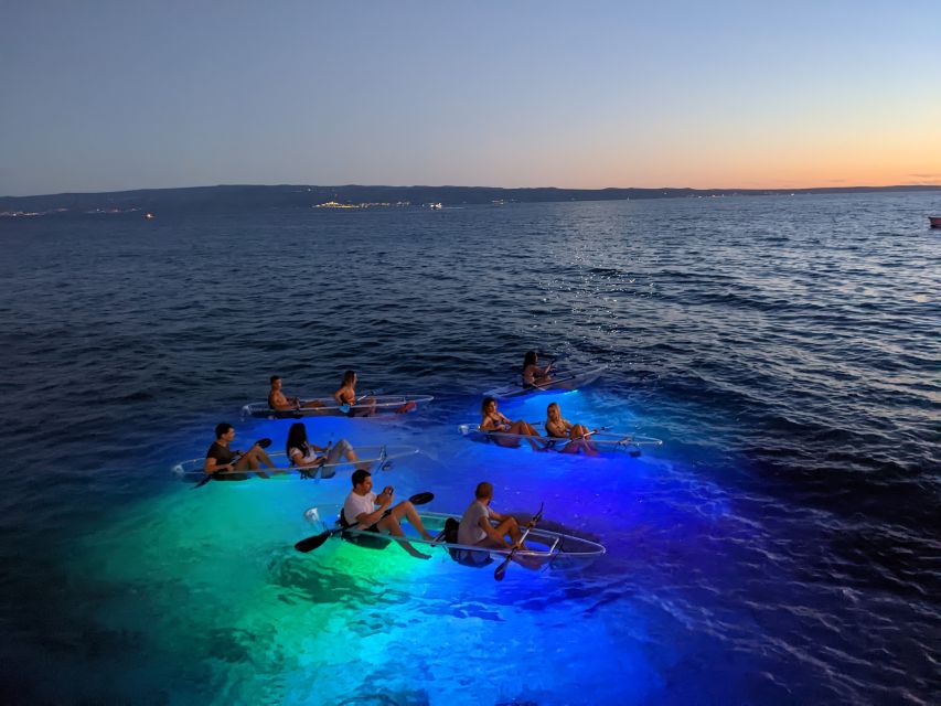 Split: Illuminated Evening Guided Kayaking Tour - The small beach and the view under the stars
