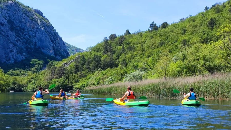 Split/Omiš - Guided Kayaking & Snorkeling Tour Cetina River - Paddling from the Cetina River toward Omiš