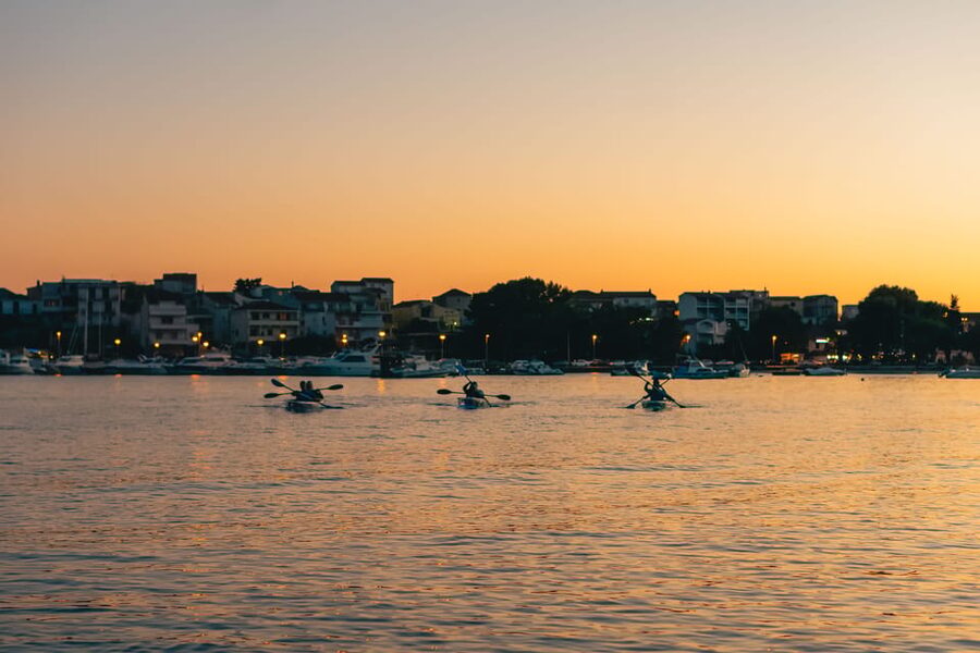 Split: Sunset Guided Kayaking Tour - The bay, old houses, and open Adriatic