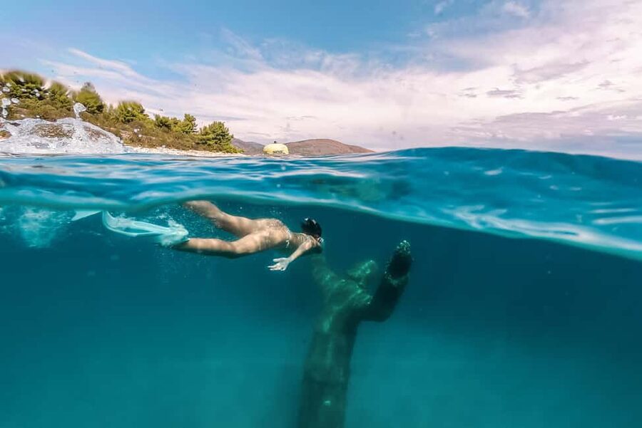 Trogir: Boat tour to Unique underwater museum - A private beach that changes the pace